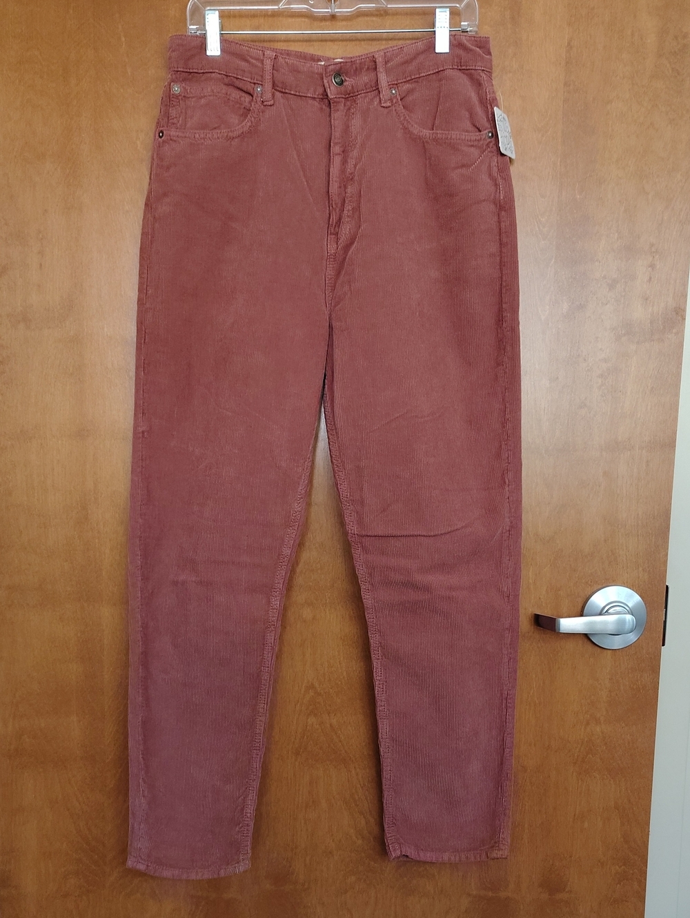 Free People High Rise Corduroy Pants in Raspberry/Framboise